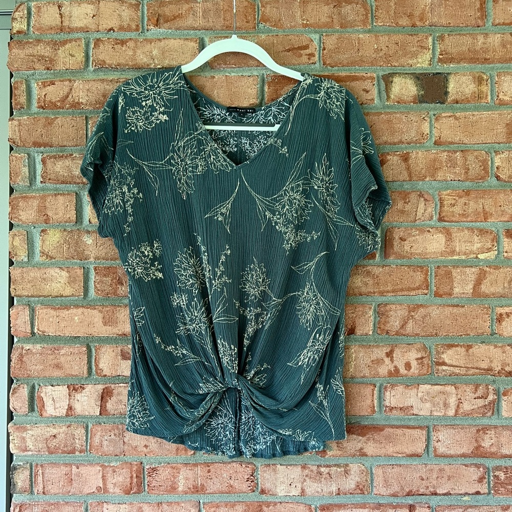 West Kei Allura Knot Detail Top, blue-green, L